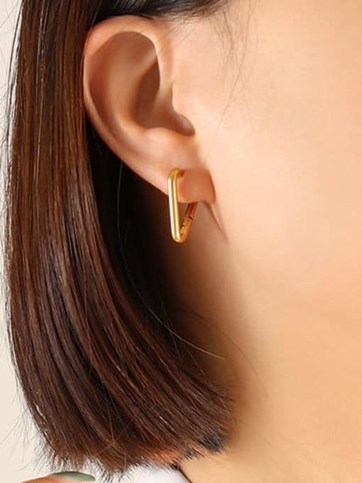F613 gold pointed triangular Earrings Titanium Steel Hollow Geometric Vintage Huggie Earring
