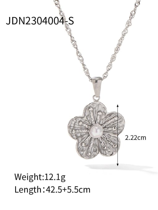 JDN2304004 S Trend Flower Stainless steel Imitation Pearl Earring and Necklace Set