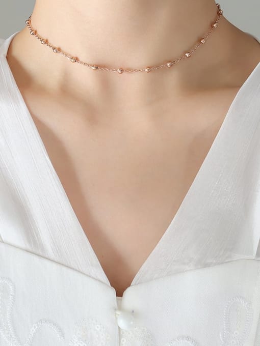 P1203 rose pearl necklace 35 +5cm Titanium Steel Geometric Trend Link Necklace