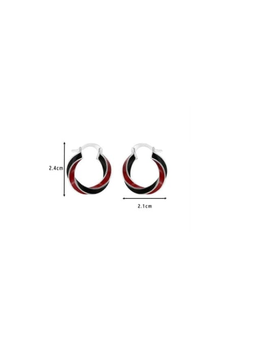 Clioro Brass Enamel Round Trend Hoop Earring 3