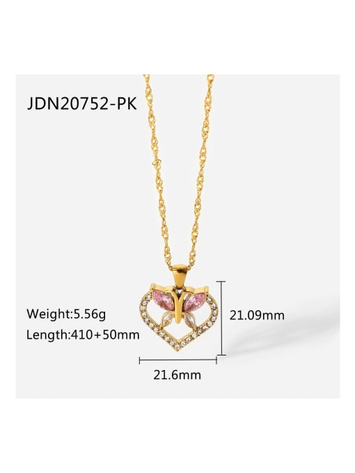 JDN20752 PK Stainless steel Cubic Zirconia Heart Trend Necklace