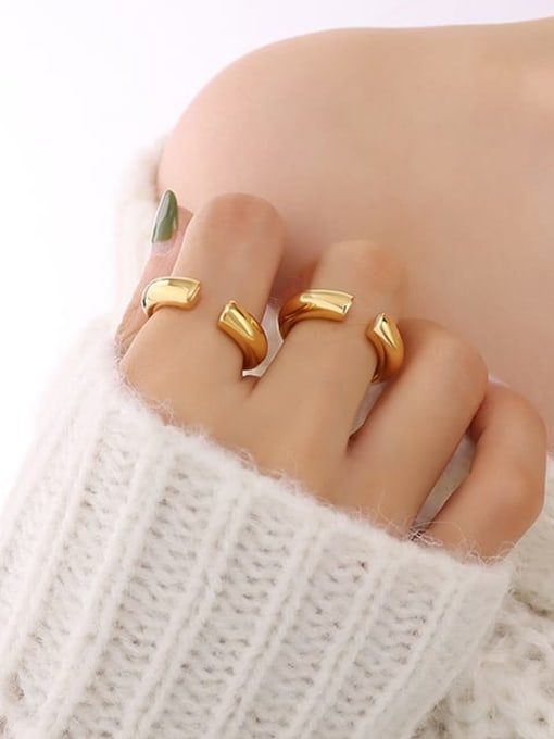 A282 gold ring Titanium Steel Geometric Minimalist Band Ring