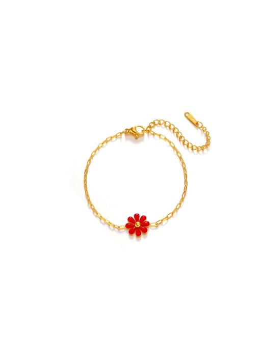 J$L  Steel Jewelry Stainless steel Enamel Flower Dainty Link Bracelet 0