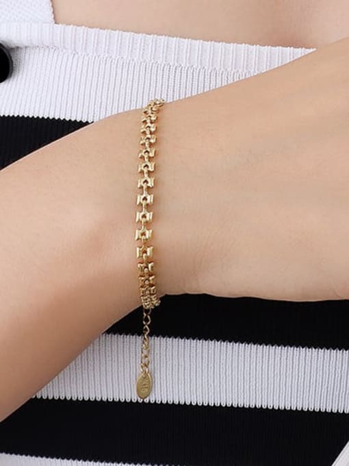 E288 gold bracelet 15+ 5cm Titanium Steel Vintage Irregular   Bracelet and Necklace Set