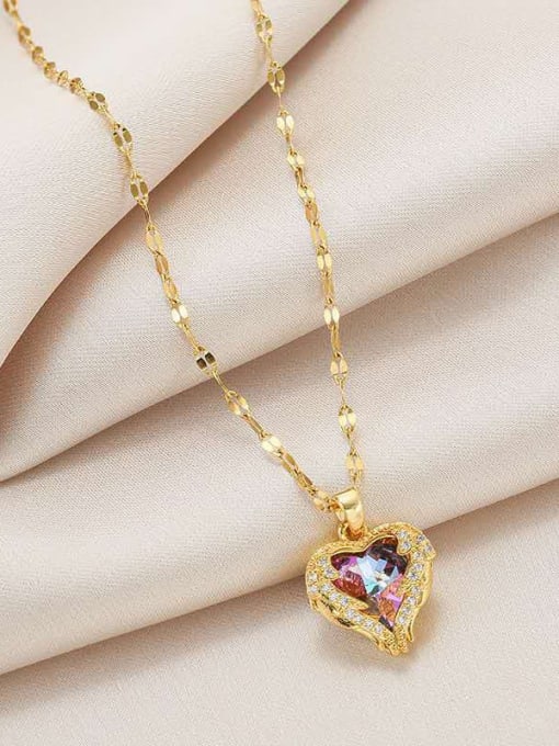 K.Love Titanium Steel Cubic Zirconia Heart Minimalist Necklace 2