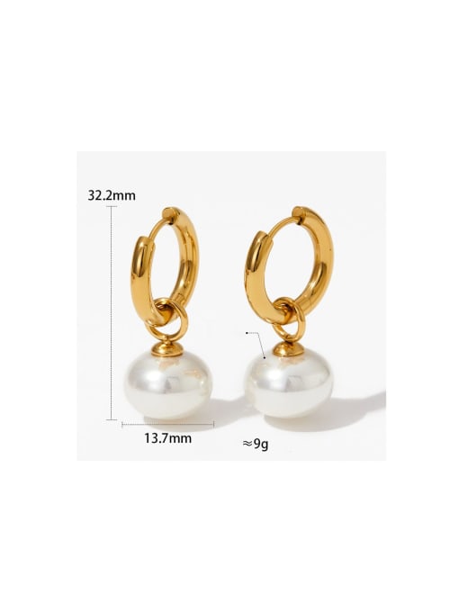 Clioro Stainless steel Freshwater Pearl Geometric Trend Stud Earring 1