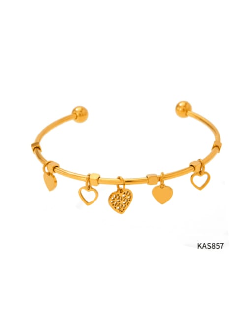 KAS857 Gold Stainless steel Heart Minimalist Cuff Bangle