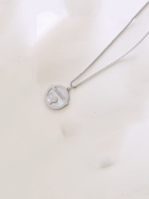 Steel color small 1.5cm Titanium 316L Stainless Steel Shell Round Minimalist Necklace with e-coated waterproof