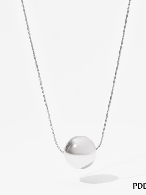 Medium Steel PDD821 Stainless steel Ball Minimalist Necklace