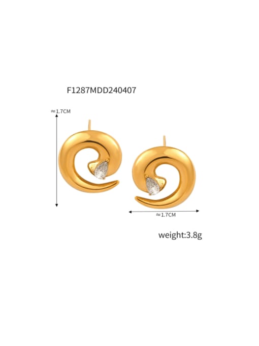 F1287 Gold Earrings Titanium Steel Cubic Zirconia Minimalist Irregular Earring and Necklace Set