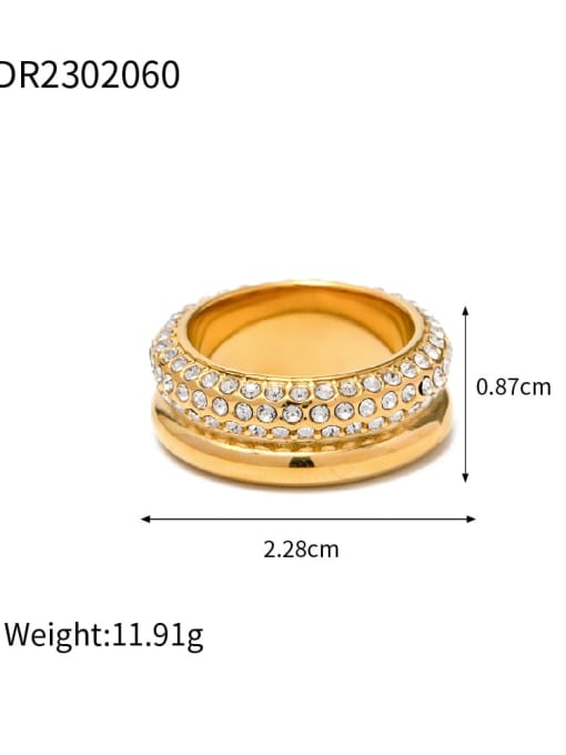 JDR2302060 Stainless steel Rhinestone Geometric Minimalist Stackable Ring