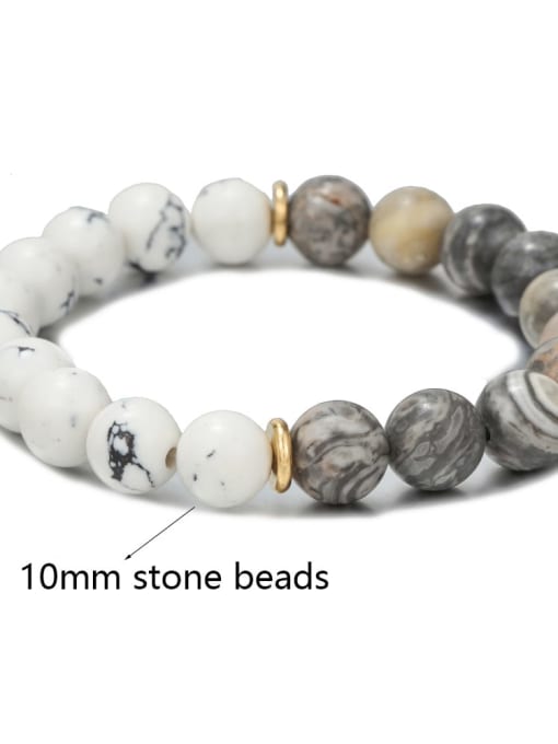 10mm bead Alloy Natural Stone Elastic rope Trend Beaded Bracelet