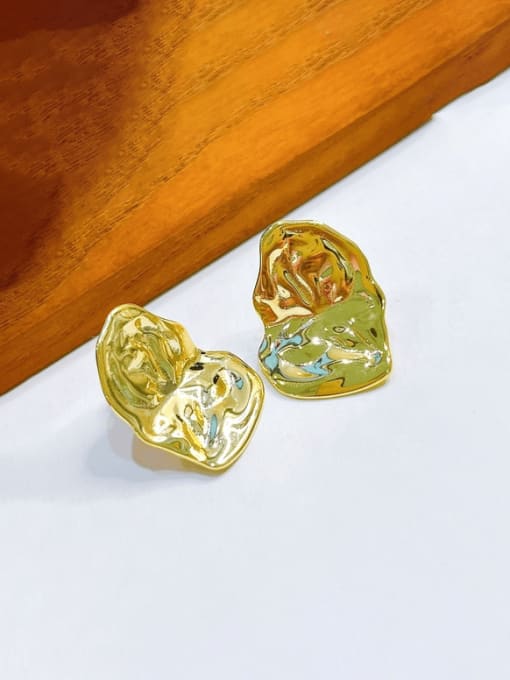 H00837 gold Brass Irregular Vintage Stud Earring