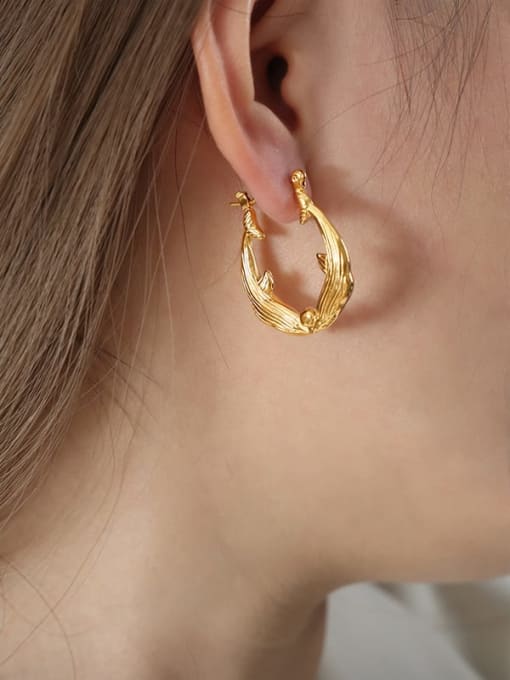 F1171 Gold Earrings Titanium Steel Hip Hop Irregular Earring and Necklace Set