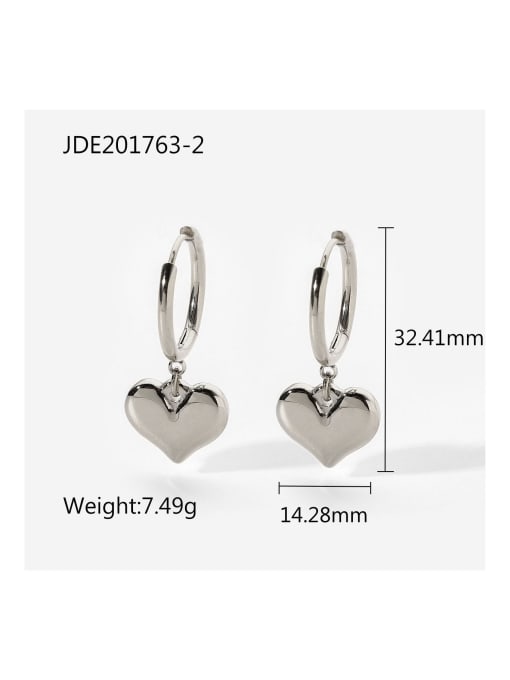 JDE201763 2 Stainless steel Heart Trend Huggie Earring