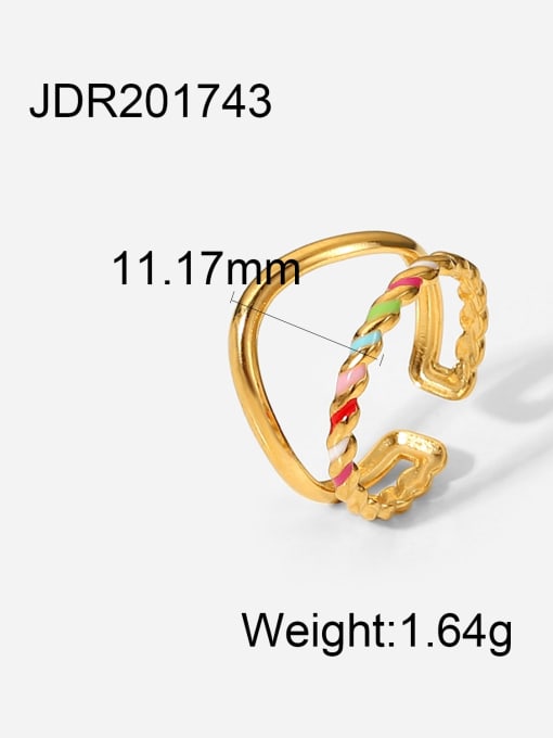 JDR201743 Stainless steel Enamel Geometric Trend Band Ring