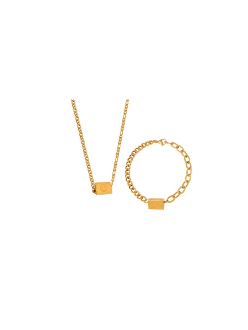 MAKA Titanium Steel Trend Letter Bracelet and Necklace Set 0
