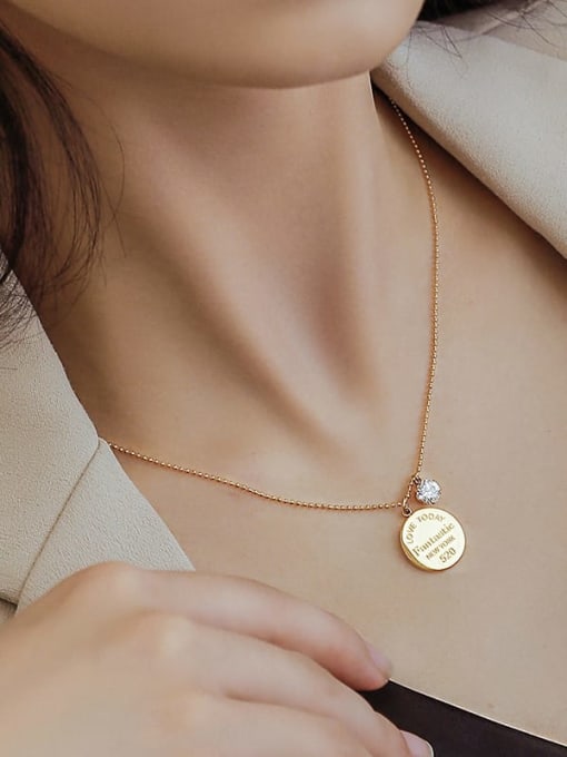 P975 gold big 40+5cm Titanium 316L Stainless Steel Geometric Minimalist Necklace with e-coated waterproof