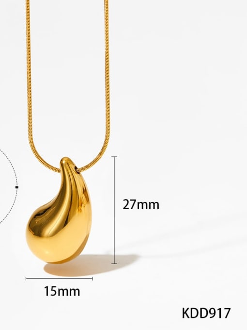 (Vertical) Medium Gold KDD917 Stainless steel Water Drop Minimalist Necklace
