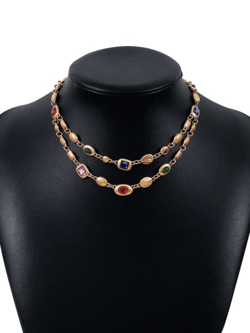 MeiDi-Jewelry Alloy Cubic Zirconia Geometric Trend Choker Necklace 0