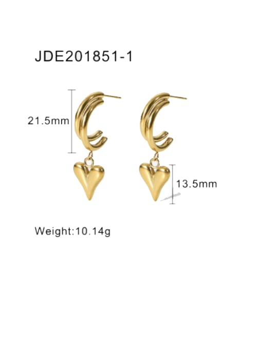 JDE201851 1 Stainless steel Heart Hip Hop Huggie Earring