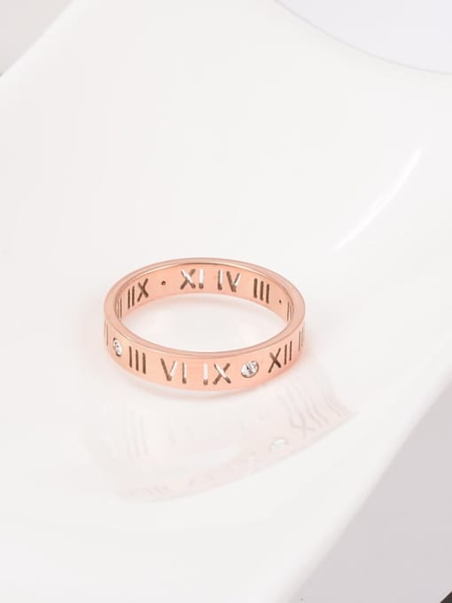 rose gold Titanium Steel Number Minimalist Band Ring