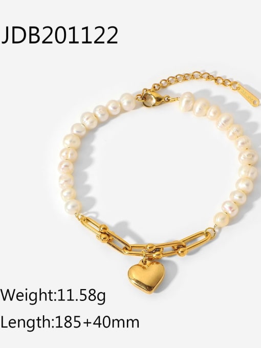 JDB201122 Stainless steel Freshwater Pearl Heart Dainty Beaded Bracelet