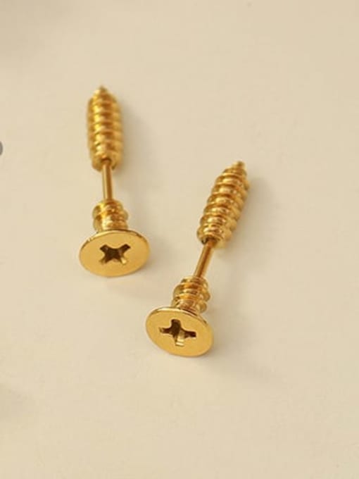 MAKA Titanium Steel Geometric Vintage  Screw Stud Earring 1