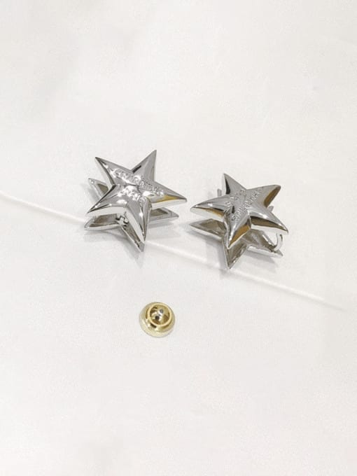 H00479 steel Brass Pentagram Minimalist Huggie Earring
