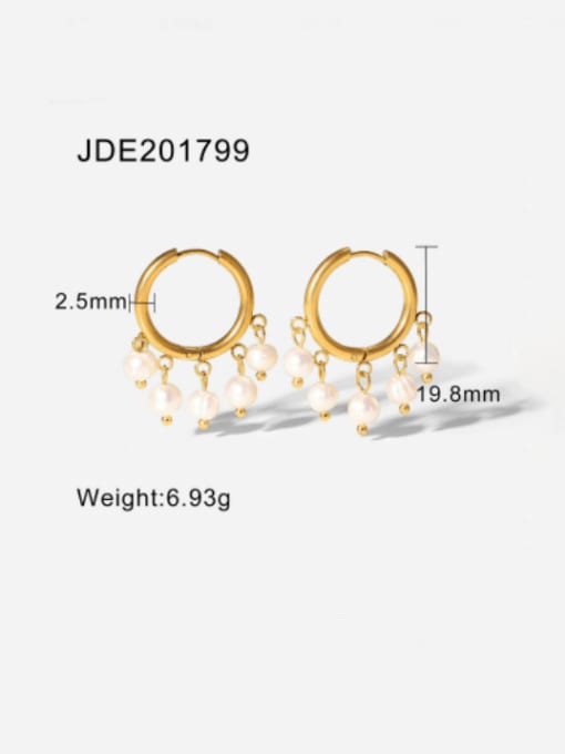 JDE201799 Stainless steel Imitation Pearl Geometric Minimalist Drop Earring