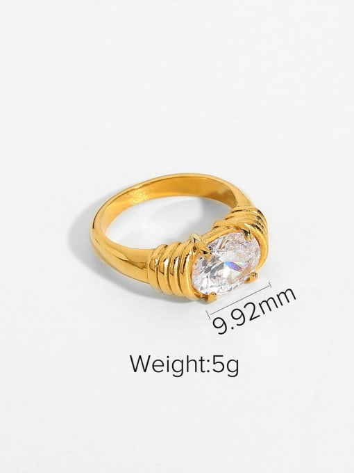 JDR201351 WT Stainless steel Cubic Zirconia Geometric Trend Band Ring