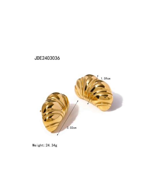 JDE2403036 Gold Stainless steel Irregular Hip Hop Stud Earring