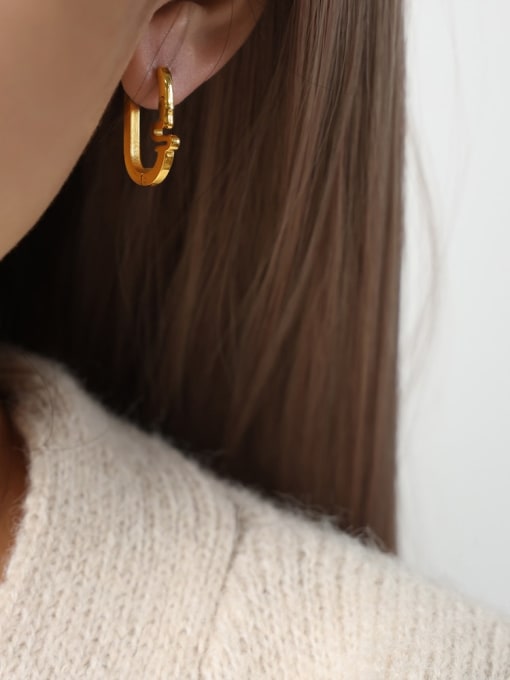 F133 Snake Gold Earrings Titanium Steel Heart Trend Stud Earring