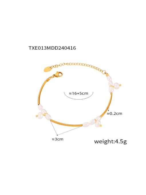 TXE013 Gold Bracelet Stainless steel Imitation Pearl Minimalist Irregular Bracelet and Necklace Set