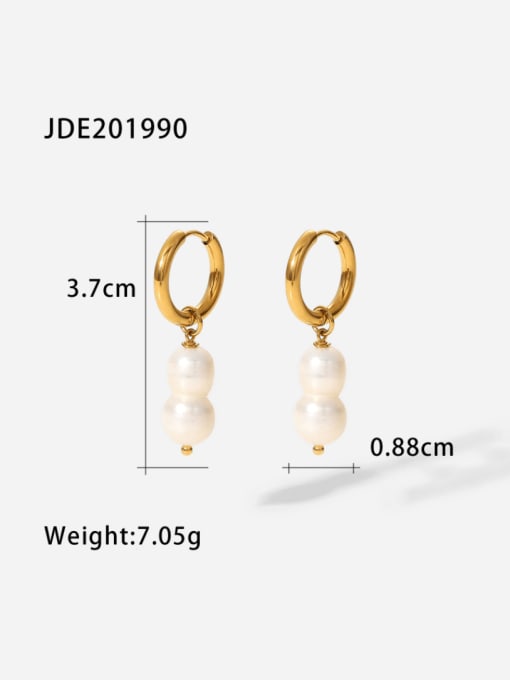 J&D Stainless steel Freshwater Pearl Irregular Minimalist Huggie Earring 3