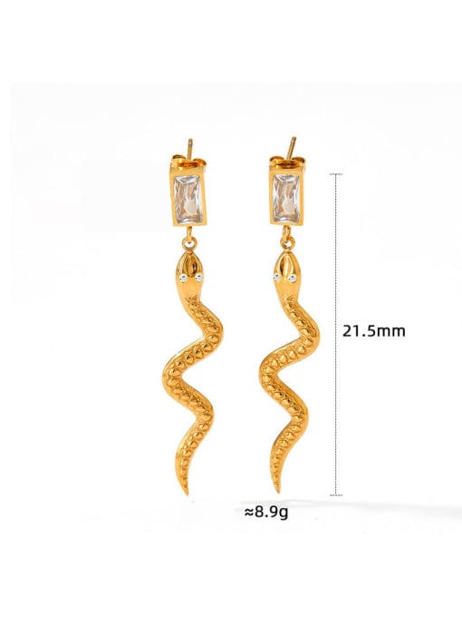 Clioro Stainless steel Cubic Zirconia Snake Trend Stud Earring 2