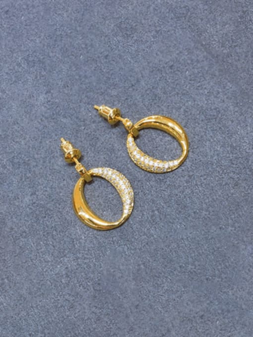 Clioro Brass Cubic Zirconia Geometric Vintage Drop Earring 2
