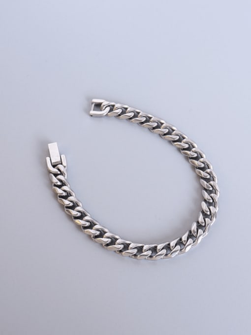 Steel color Titanium 316L Stainless Steel Geometric Chain Vintage Link Bracelet with e-coated waterproof