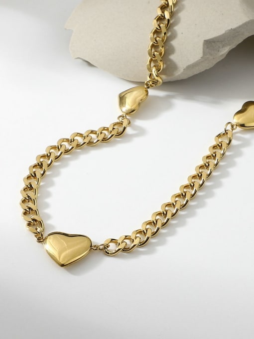 J&D Stainless steel Heart Trend Cuban Necklace 0