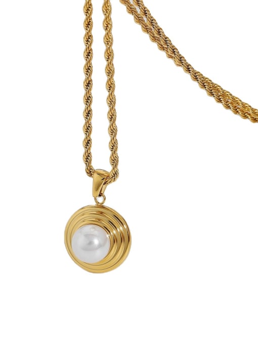 J&D Stainless steel Freshwater Pearl Round Trend Necklace