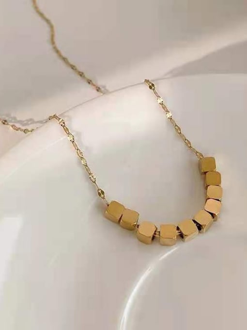 K gold Titanium Steel  Minimalist Square Pendant Necklace