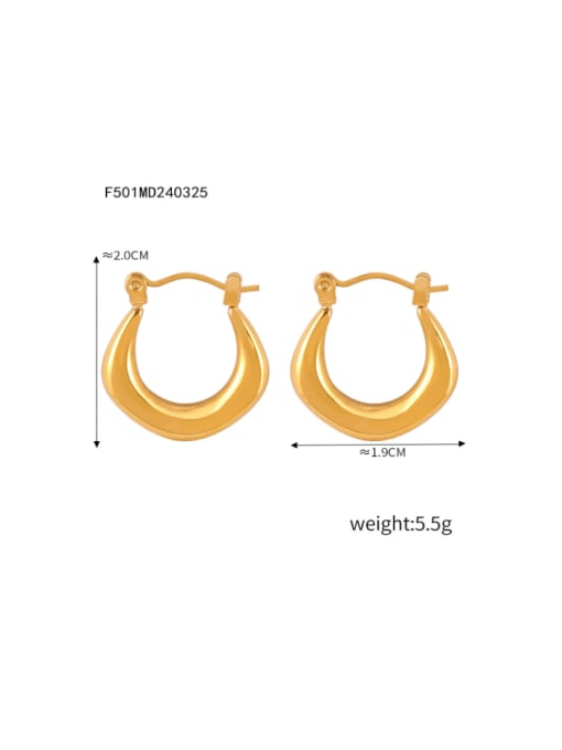 F501 Gold Earrings Titanium Steel Geometric Hip Hop Huggie Earring