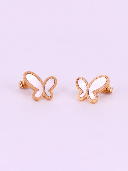 Gold color Titanium Steel Shell Butterfly Minimalist Stud Earring