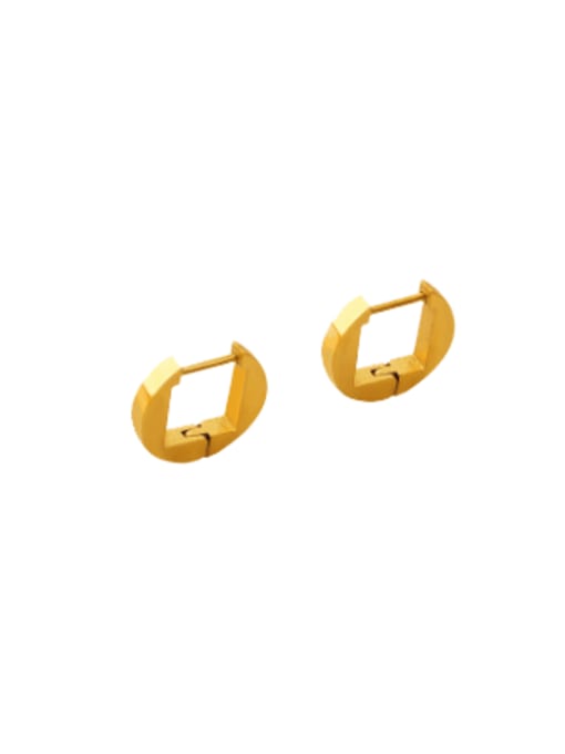 F625 gold square Round Earrings Titanium Steel Geometric Vintage Huggie Earring
