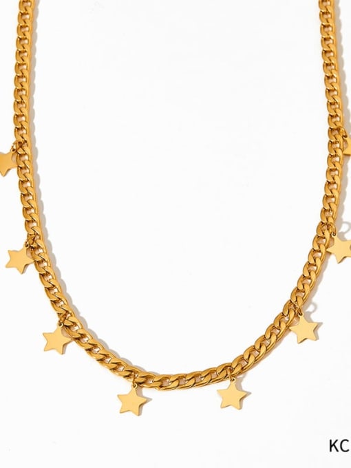 KCD475 Gold Stainless steel Pentagram Trend Tassel Necklace