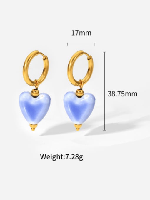 J&D Stainless steel Ceramic Heart Minimalist Huggie Earring 3