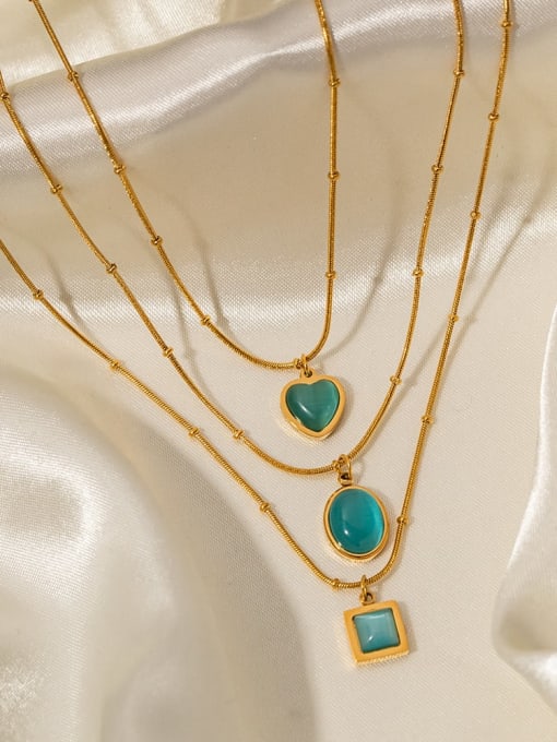 J&D Stainless steel Turquoise Geometric Vintage Necklace 2