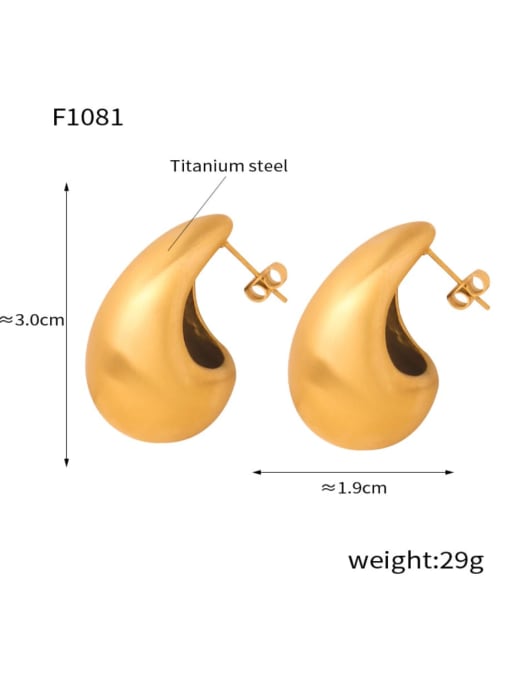 F1081,Gold Matte Earrings Titanium Steel Drop Metal Earring with 6 styles