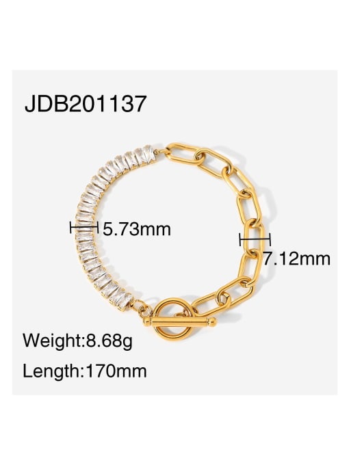 J&D Stainless steel Cubic Zirconia Geometric Dainty Bracelet 4