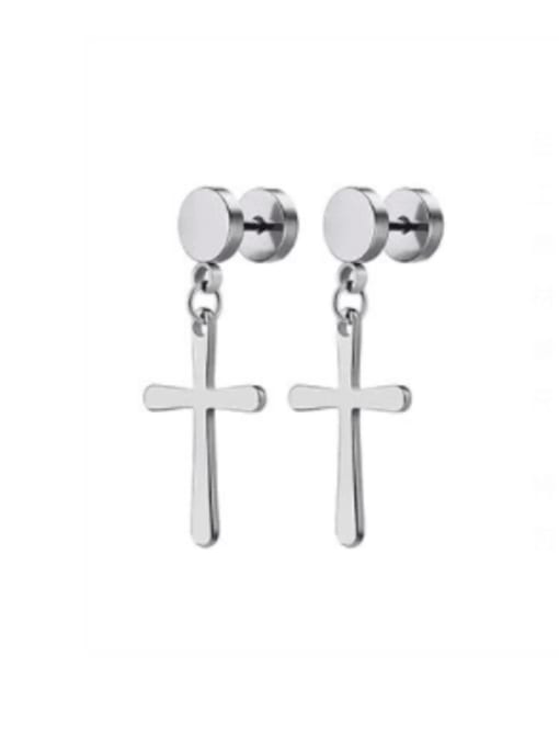 BELII Stainless steel Smooth Cross Minimalist Single Earring(Single-Only One) 0